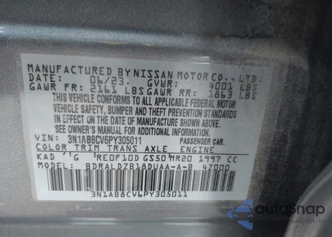 2023 Nissan Sentra Sv from USA, damaged, VIN 3N1AB8CV6PY305011